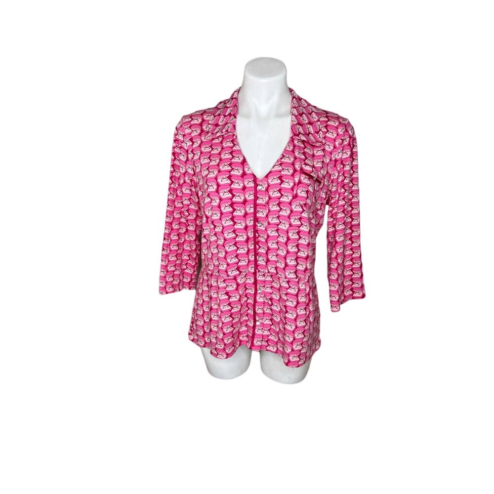 SOMA INTIMATES Pink Engagment Ring Print Pajama Top Size Large